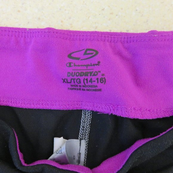 XL CHAMPION LEGGINGS / BLK & Hot PNK/GENTLY WORN - Picture 5 of 5